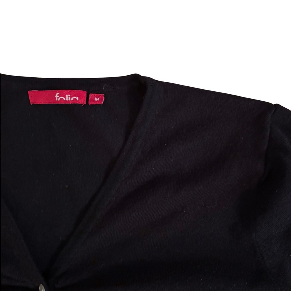 Y2K Folia Black Long Sleeve Ruched Cardi - Picture 3 of 4